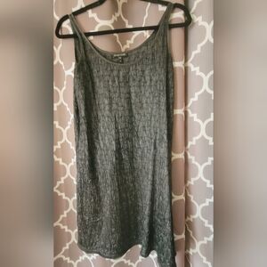 EUC! Eileen Fisher 100% Silk Grey Textured Mini Slip Dress
